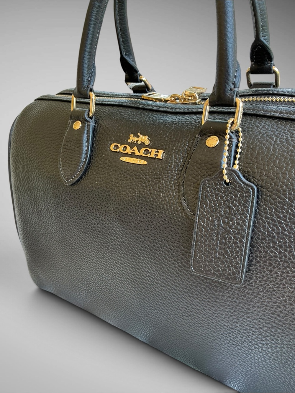 Coach Rowan Large Satchel Black Soft Pebbled Leather Gold Hardware CV960 NWT - Picture 4 of 14